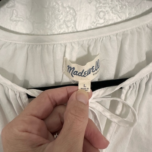 Madewell White Puff Sleeve blouse Top 100% cotton size large - Picture 3 of 10